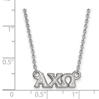 Sterling Silver Rhodium-plated LogoArt Alpha Chi Omega Sorority Greek Letters Extra Small Pendant 18 inch Necklace