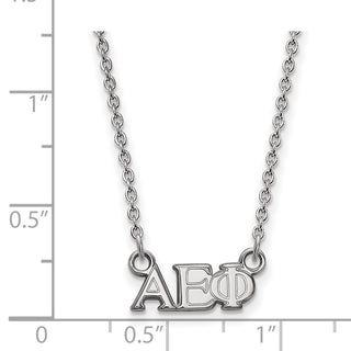 Sterling Silver Rhodium-plated LogoArt Alpha Epsilon Phi Sorority Greek Letters Extra Small Pendant 18 inch Necklace