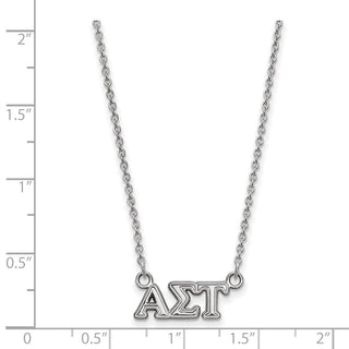 Sterling Silver Rhodium-plated LogoArt Alpha Sigma Tau Sorority Greek Letters Extra Small Pendant 18 inch Necklace
