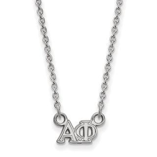 Sterling Silver Rhodium-plated LogoArt Alpha Phi Sorority Greek Letters Extra Small Pendant 18 inch Necklace
