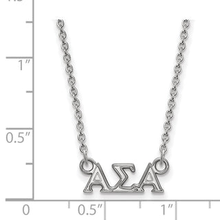 Sterling Silver Rhodium-plated LogoArt Alpha Sigma Alpha Sorority Greek Letters Extra Small Pendant 18 inch Necklace