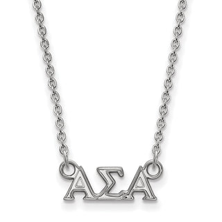 Sterling Silver Rhodium-plated LogoArt Alpha Sigma Alpha Sorority Greek Letters Extra Small Pendant 18 inch Necklace