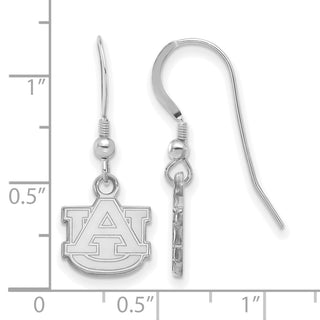 Sterling Silver Rhodium-plated LogoArt Auburn University A-U Extra Small Dangle Wire Earrings