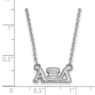 Sterling Silver Rhodium-plated LogoArt Alpha Xi Delta Sorority Greek Letters Extra Small Pendant 18 inch Necklace