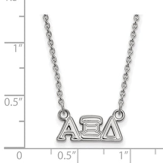 Sterling Silver Rhodium-plated LogoArt Alpha Xi Delta Sorority Greek Letters Extra Small Pendant 18 inch Necklace