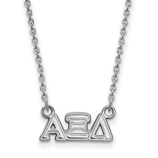 Sterling Silver Rhodium-plated LogoArt Alpha Xi Delta Sorority Greek Letters Extra Small Pendant 18 inch Necklace