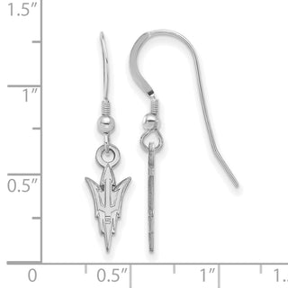 Sterling Silver Rhodium-plated LogoArt Arizona State University Pitchfork Small Dangle Wire Earrings