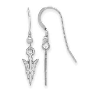 Sterling Silver Rhodium-plated LogoArt Arizona State University Pitchfork Small Dangle Wire Earrings