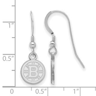 Sterling Silver Rhodium-plated NHL LogoArt Boston Bruins Extra Small Dangle Earrings
