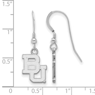 Sterling Silver Rhodium-plated LogoArt Baylor University Bears Small Dangle Wire Earrings