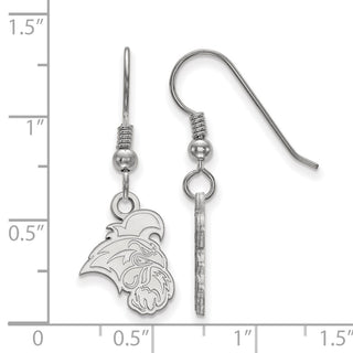 Sterling Silver Rhodium-plated LogoArt Coastal Carolina University Chanticleer Small Dangle Wire Earrings