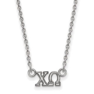 Sterling Silver Rhodium-plated LogoArt Chi Omega Sorority Greek Letters Extra Small Pendant 18 inch Necklace