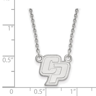 Sterling Silver Rhodium-plated LogoArt California Polytechnic State University C-P Small Pendant 18 inch Necklace