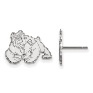 10k White Gold LogoArt California State University Fresno Bulldog Small Post Earrings