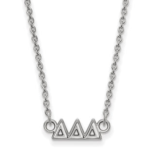 Sterling Silver Rhodium-plated LogoArt Delta Delta Delta Sorority Greek Letters Extra Small Pendant 18 inch Necklace
