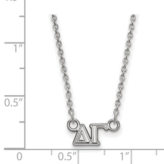 Sterling Silver Rhodium-plated LogoArt Delta Gamma Sorority Greek Letters Extra Small Pendant 18 inch Necklace