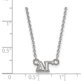 Sterling Silver Rhodium-plated LogoArt Delta Gamma Sorority Greek Letters Extra Small Pendant 18 inch Necklace