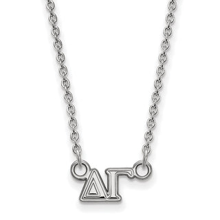 Sterling Silver Rhodium-plated LogoArt Delta Gamma Sorority Greek Letters Extra Small Pendant 18 inch Necklace