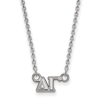 Sterling Silver Rhodium-plated LogoArt Delta Gamma Sorority Greek Letters Extra Small Pendant 18 inch Necklace