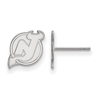 Sterling Silver Rhodium-plated NHL LogoArt New Jersey Devils Extra Small Post Earrings