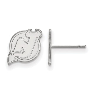Sterling Silver Rhodium-plated NHL LogoArt New Jersey Devils Extra Small Post Earrings