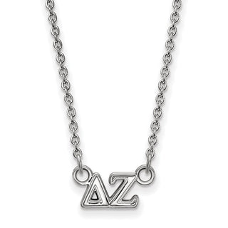 Sterling Silver Rhodium-plated LogoArt Delta Zeta Sorority Greek Letters Extra Small Pendant 18 inch Necklace