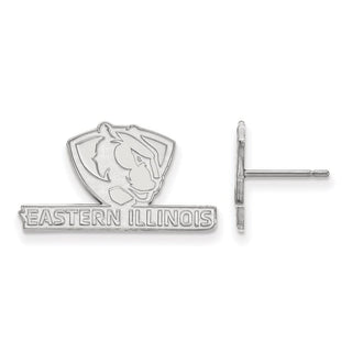10k White Gold LogoArt Eastern Illinois University Small Post Earrings