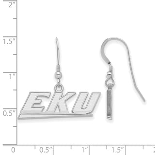 Sterling Silver Rhodium-plated LogoArt Eastern Kentucky University E-K-U Small Dangle Earrings