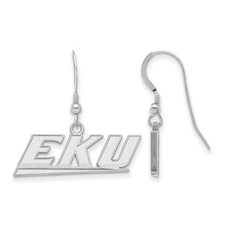 Sterling Silver Rhodium-plated LogoArt Eastern Kentucky University E-K-U Small Dangle Earrings