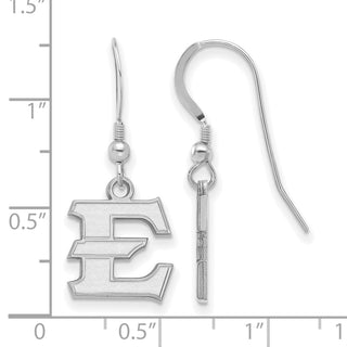 Sterling Silver Rhodium-plated LogoArt East Tennessee State University Letter E Small Dangle Wire Earrings