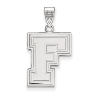 10k White Gold LogoArt Fordham University Letter F Large Pendant