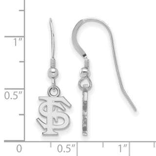 Sterling Silver Rhodium-plated LogoArt Florida State University F-S Extra Small Dangle Wire Earrings