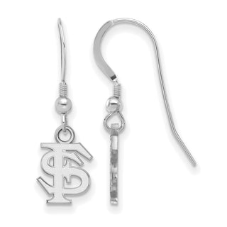 Sterling Silver Rhodium-plated LogoArt Florida State University F-S Extra Small Dangle Wire Earrings