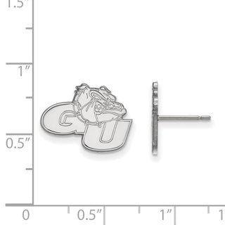 10k White Gold LogoArt Gonzaga University G-U Bulldog Small Post Earrings