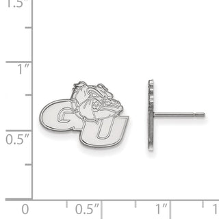 10k White Gold LogoArt Gonzaga University G-U Bulldog Small Post Earrings