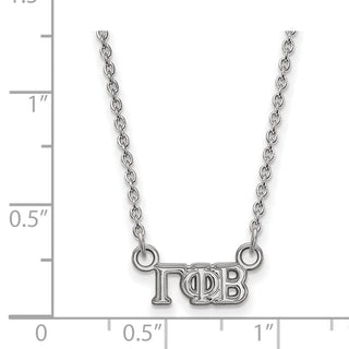 Sterling Silver Rhodium-plated LogoArt Gamma Phi Beta Sorority Greek Letters Extra Small Pendant 18 inch Necklace