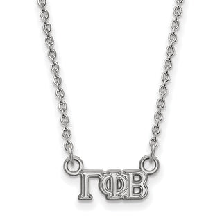 Sterling Silver Rhodium-plated LogoArt Gamma Phi Beta Sorority Greek Letters Extra Small Pendant 18 inch Necklace