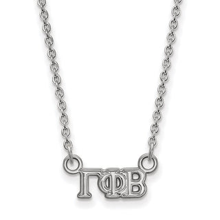 Sterling Silver Rhodium-plated LogoArt Gamma Phi Beta Sorority Greek Letters Extra Small Pendant 18 inch Necklace