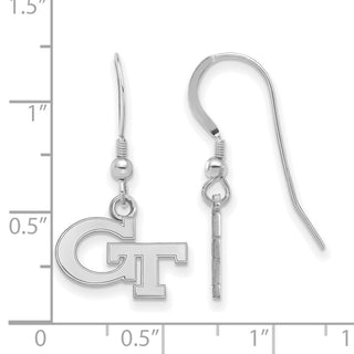 Sterling Silver Rhodium-plated LogoArt Georgia Institute of Technology G-T Extra Small Dangle Wire Earrings