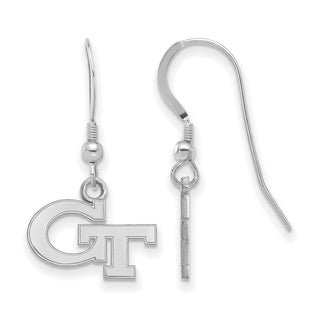 Sterling Silver Rhodium-plated LogoArt Georgia Institute of Technology G-T Extra Small Dangle Wire Earrings