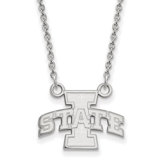 Sterling Silver Rhodium-plated LogoArt Iowa State University Small Pendant 18 inch Necklace
