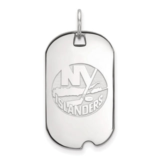 Sterling Silver Rhodium-plated NHL LogoArt New York Islanders Small Dog Tag Pendant