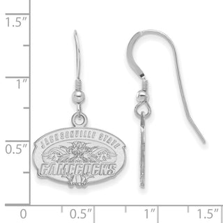 Sterling Silver Rhodium-plated LogoArt Jacksonville State University Small Dangle Wire Earrings