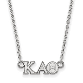 Sterling Silver Rhodium-plated LogoArt Kappa Alpha Theta Sorority Greek Letters Extra Small Pendant 18 inch Necklace