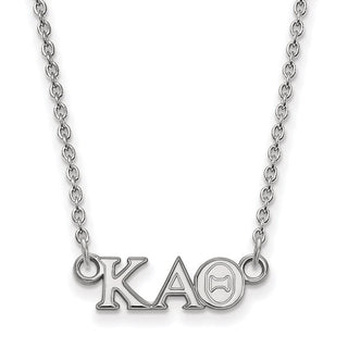 Sterling Silver Rhodium-plated LogoArt Kappa Alpha Theta Sorority Greek Letters Extra Small Pendant 18 inch Necklace