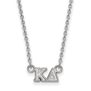 Sterling Silver Rhodium-plated LogoArt Kappa Delta Sorority Greek Letters Extra Small Pendant 18 inch Necklace