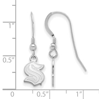 Sterling Silver Rhodium-plated NHL LogoArt Seattle Kraken XS Dangle Earrings