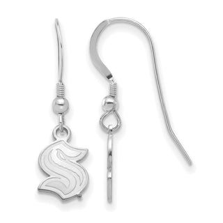 Sterling Silver Rhodium-plated NHL LogoArt Seattle Kraken XS Dangle Earrings