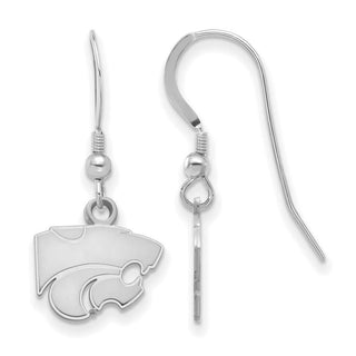 Sterling Silver Rhodium-plated LogoArt Kansas State University Wildcat Extra Small Dangle Wire Earrings