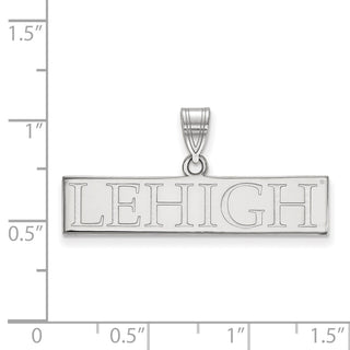 Sterling Silver Rhodium-plated LogoArt Lehigh University Large Bar Pendant